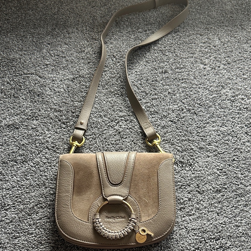 See By Chloe Taupe Crossbody Bag with Gold Accents